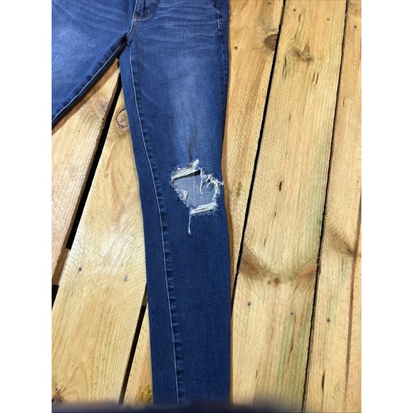 American Eagle 360 Next Level Stretch High Rise Jegging Size 4 Blue Distressed - Picture 5 of 13
